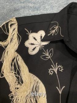 Vintage 70s H Bar C California Ranchwear Fringe Western Cowboy Shirt Size 17