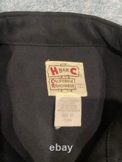 Vintage 70s H Bar C California Ranchwear Fringe Western Cowboy Shirt Size 17