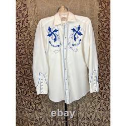 Vintage 70s H Bar C California Ranchwear Western Embroidered Cowboy Shirt -XL