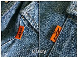 Vintage 70s LEVI'S 60649 Orange Tab Long Sleeve Pearl Snap Western Denim Shirt M