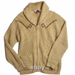 Vintage 70s Miller Western Wear Cowichan Cardigan Sweater Men's Large