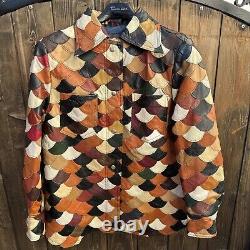 Vintage 70s Patchwork Fish scale Leather Jacket the Tannery Montgomery Ward B