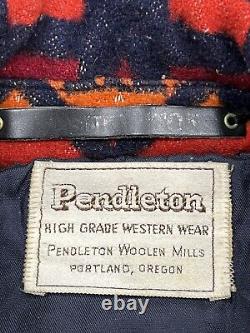Vintage 70s Pendleton High Grade Western Wear Aztec Print Wool Ranch Coat Large
