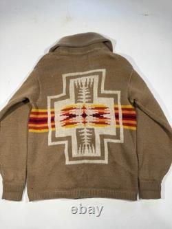Vintage 70s Pendleton Shawl Cardigan Sweater Large Wool Western Aztec Native