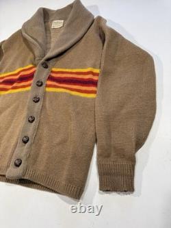Vintage 70s Pendleton Shawl Cardigan Sweater Large Wool Western Aztec Native