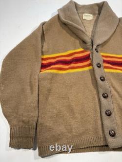 Vintage 70s Pendleton Shawl Cardigan Sweater Large Wool Western Aztec Native
