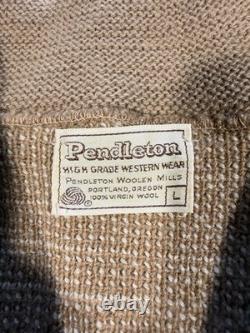 Vintage 70s Pendleton Shawl Cardigan Sweater Large Wool Western Aztec Native