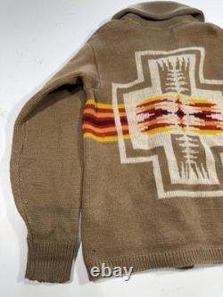 Vintage 70s Pendleton Shawl Cardigan Sweater Large Wool Western Aztec Native