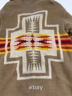 Vintage 70s Pendleton Shawl Cardigan Sweater Large Wool Western Aztec Native