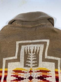 Vintage 70s Pendleton Shawl Cardigan Sweater Large Wool Western Aztec Native