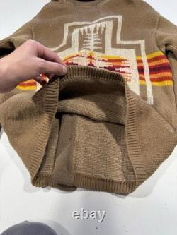 Vintage 70s Pendleton Shawl Cardigan Sweater Large Wool Western Aztec Native