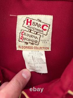 Vintage 70s Portland model HBarC Embroidered Western Shirt 16.5 Red NWOT