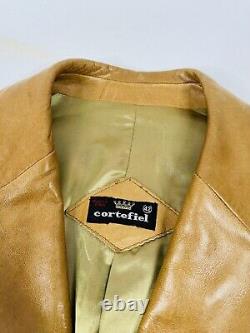 Vintage 70s Rockabilly Mens Large 42 Distressed Leather Western Jacket Brown