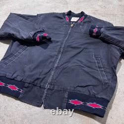 Vintage 70s Saddle King Western Jacket XL Aztec Trim Talon Zip Workwear Coat