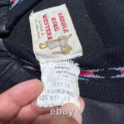 Vintage 70s Saddle King Western Jacket XL Aztec Trim Talon Zip Workwear Coat