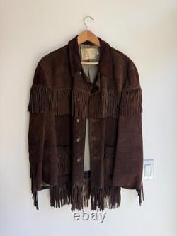 Vintage 70s Suede Fringe Jacket Western Boho Leather Coat University Skaq Sz L