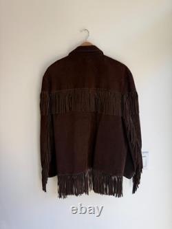 Vintage 70s Suede Fringe Jacket Western Boho Leather Coat University Skaq Sz L
