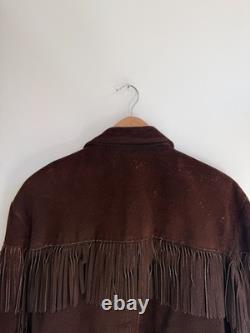 Vintage 70s Suede Fringe Jacket Western Boho Leather Coat University Skaq Sz L