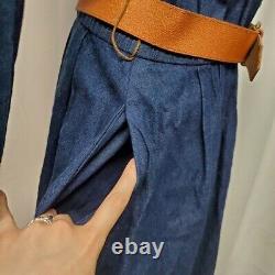 Vintage 70s Western Boho Blue Jean Denim Belted Snap Down Midi Dress Large