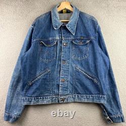 Vintage 70s Wrangler Denim Jacket Mens Blue Made in USA Western Trucker Coat XL