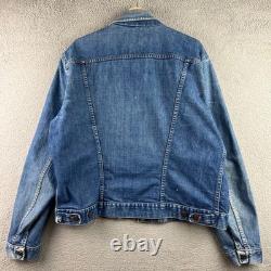 Vintage 70s Wrangler Denim Jacket Mens Blue Made in USA Western Trucker Coat XL
