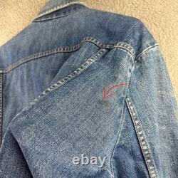 Vintage 70s Wrangler Denim Jacket Mens Blue Made in USA Western Trucker Coat XL