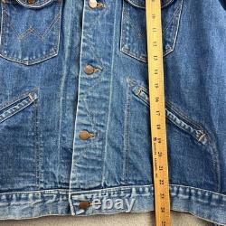 Vintage 70s Wrangler Denim Jacket Mens Blue Made in USA Western Trucker Coat XL