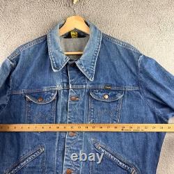 Vintage 70s Wrangler Denim Jacket Mens Blue Made in USA Western Trucker Coat XL