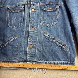 Vintage 70s Wrangler Denim Jacket Mens Blue Made in USA Western Trucker Coat XL