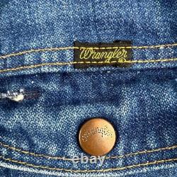 Vintage 70s Wrangler Denim Jacket Mens Blue Made in USA Western Trucker Coat XL