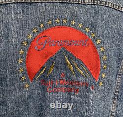 Vintage 80's Paramount Pictures Embroidered Denim Jacket Men's Size Large RARE