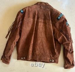 Vintage 80s 90s Adler Leather Beaded Fringe Jacket Western Large