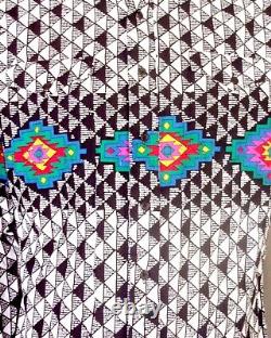 Vintage 80s 90s Wrangler LOUD Vibrant Southwest Button Up Western Shirt Aztec L