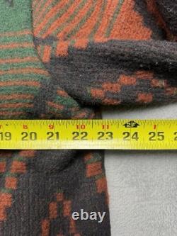 Vintage 80s Woolrich Aztec Navajo Duster Coat Size Large Wool Tassles