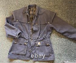 Vintage 90s Carhartt Blue Duster Western Rancher Coat Jacket USA MENS LARGE
