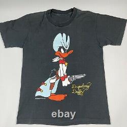 Vintage 90s Dripalong Daffy Duck Cowboy Western Warner Bros T-Shirt Rope Size L