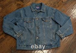Vintage 90s Large Pendleton High Grade Western Wear Aztec Wool Back Jean Jacket