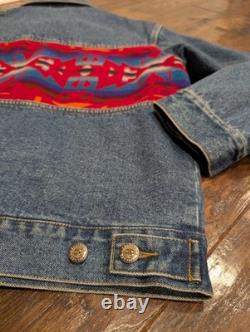 Vintage 90s Large Pendleton High Grade Western Wear Aztec Wool Back Jean Jacket
