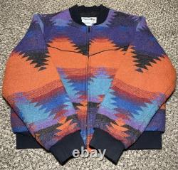 Vintage 90s PIONEER WEAR USA Aztec Wool Blend SouthWest Bomber Cowboy Jacket L