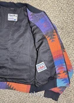 Vintage 90s PIONEER WEAR USA Aztec Wool Blend SouthWest Bomber Cowboy Jacket L