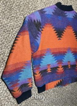 Vintage 90s PIONEER WEAR USA Aztec Wool Blend SouthWest Bomber Cowboy Jacket L