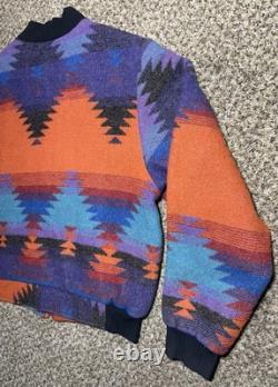 Vintage 90s PIONEER WEAR USA Aztec Wool Blend SouthWest Bomber Cowboy Jacket L