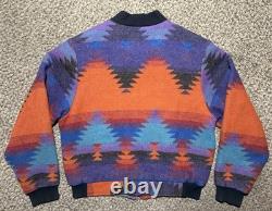 Vintage 90s PIONEER WEAR USA Aztec Wool Blend SouthWest Bomber Cowboy Jacket L