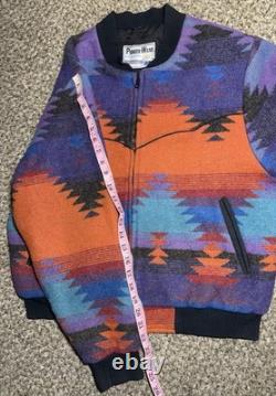 Vintage 90s PIONEER WEAR USA Aztec Wool Blend SouthWest Bomber Cowboy Jacket L