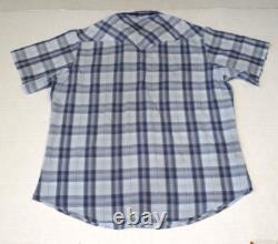 Vintage 90s Plaid Pearl Snap Western Shirt Mens XL Blue Gray Windowpane Thin