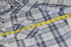 Vintage 90s Plaid Pearl Snap Western Shirt Mens XL Blue Gray Windowpane Thin
