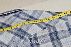 Vintage 90s Plaid Pearl Snap Western Shirt Mens XL Blue Gray Windowpane Thin