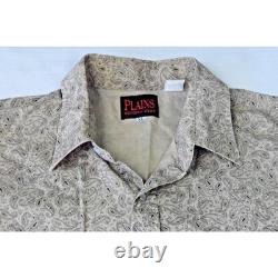 Vintage 90s Plains Pearl Snap Paisley Western Shirt Mens XL Sandy Beige Black