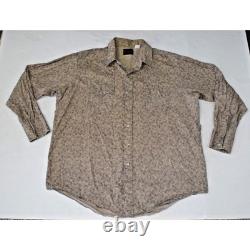 Vintage 90s Plains Pearl Snap Paisley Western Shirt Mens XL Sandy Beige Black