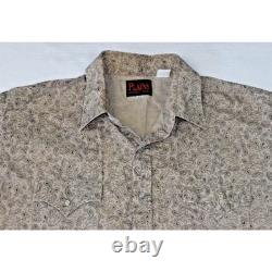 Vintage 90s Plains Pearl Snap Paisley Western Shirt Mens XL Sandy Beige Black